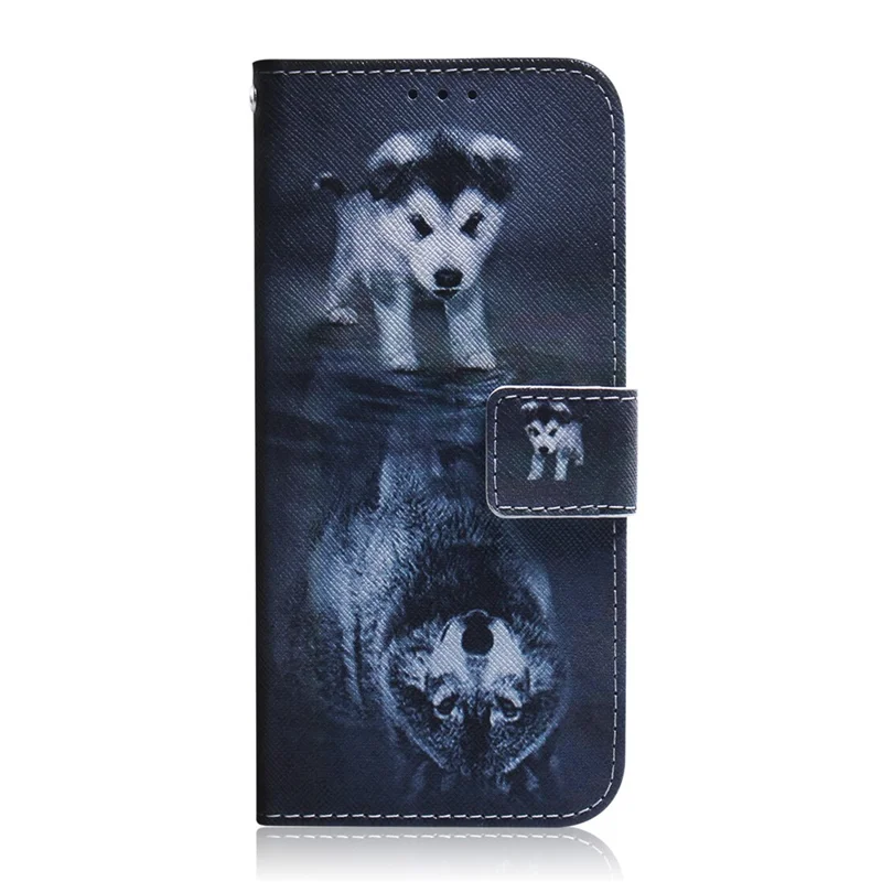 Pattern Printing PU Leather Wallet Case for Xiaomi Redmi Note 9 / Redmi 10X 4G - Dog and Wolf