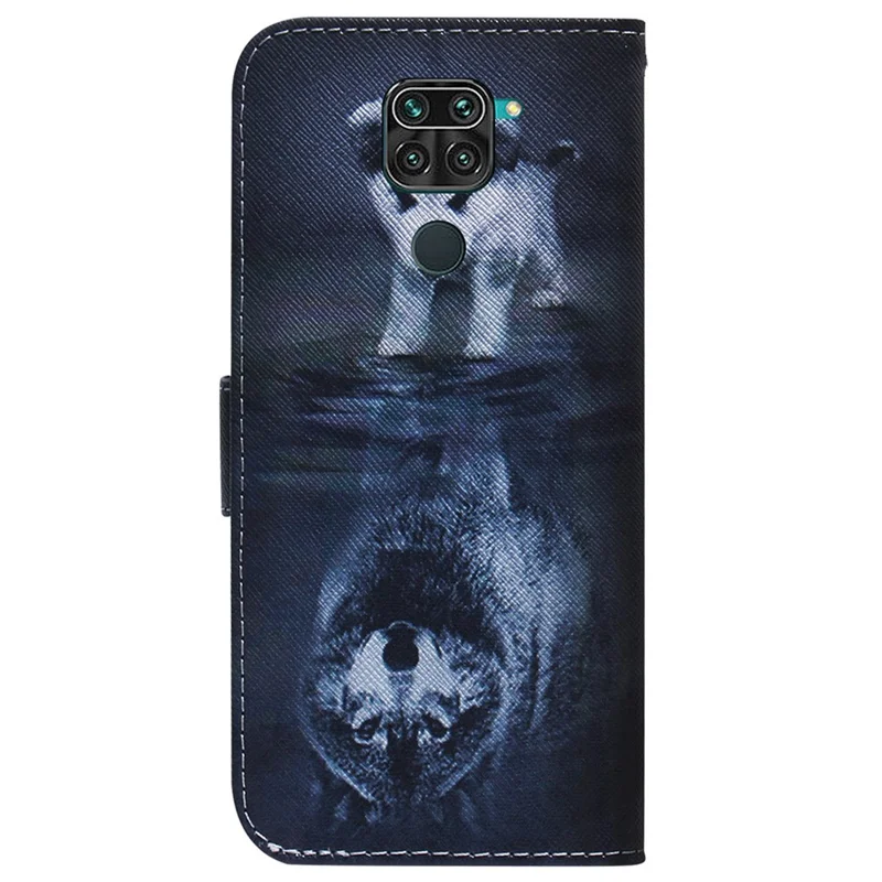 Pattern Printing PU Leather Wallet Case for Xiaomi Redmi Note 9 / Redmi 10X 4G - Dog and Wolf