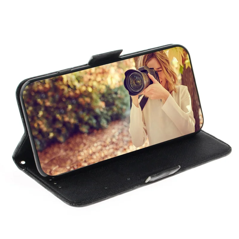Carteira de Capa de Couro com Estampa em Pontos de Luz para Xiaomi Redmi Note 9/10X 4G - Gato Cinza