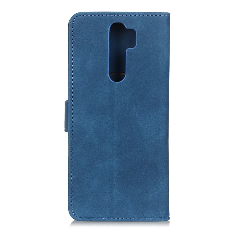 KHAZNEH Retro Lederbrieftasche Ständer Mobiltelefon Schale für Xiaomi Redmi 9 - Blau
