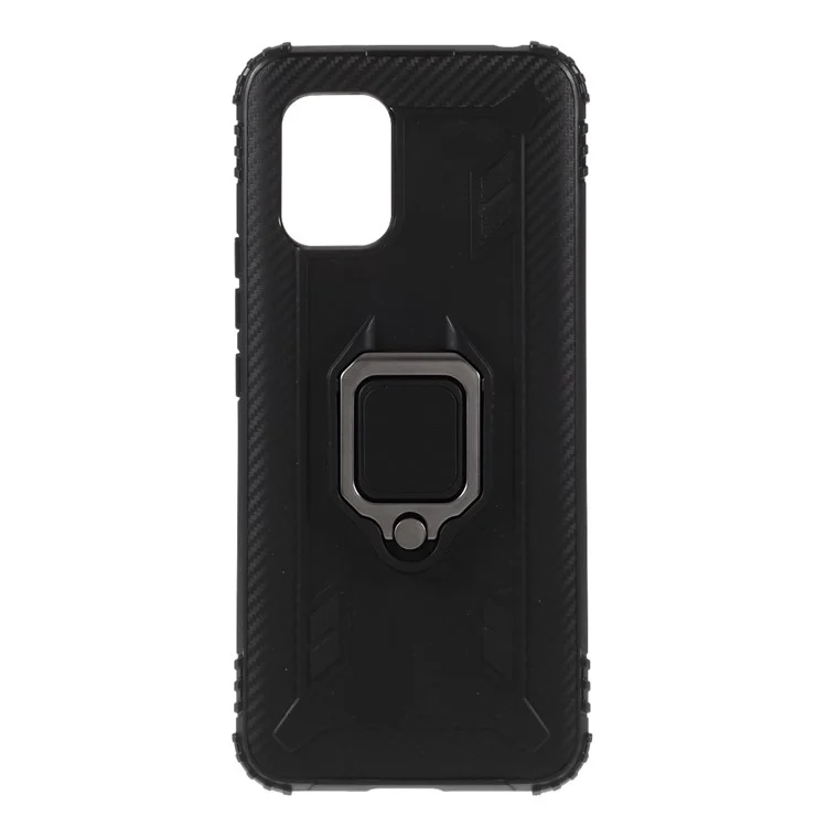 Caso de TPU Anti-grop Com Anel de Dedo Kickstand Para Xiaomi Mi 10 Lite 5g/mi 10 Juventude 5g - Preto