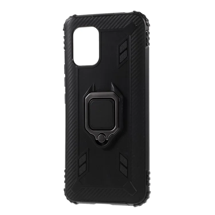 Caso de TPU Anti-grop Com Anel de Dedo Kickstand Para Xiaomi Mi 10 Lite 5g/mi 10 Juventude 5g - Preto