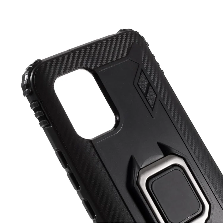 Caso de TPU Anti-grop Com Anel de Dedo Kickstand Para Xiaomi Mi 10 Lite 5g/mi 10 Juventude 5g - Preto