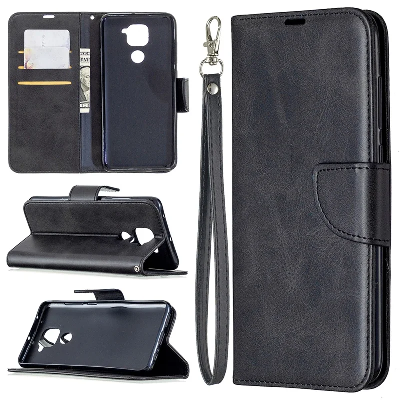 Wallet Stand PU Leather Phone Case for Xiaomi Redmi Note 9/Redmi 10X 4G - Black