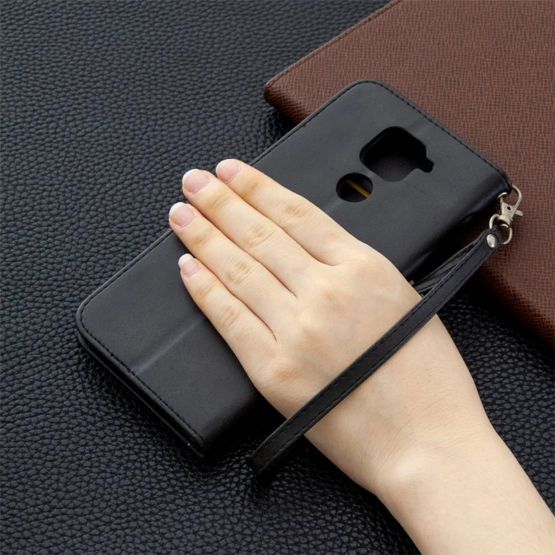 Wallet Stand PU Leather Phone Case for Xiaomi Redmi Note 9/Redmi 10X 4G - Black