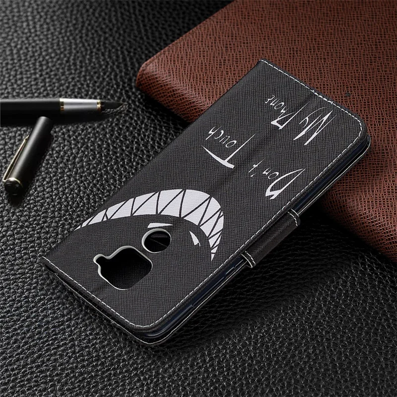 Pattern Printing Leather Case with Stand Wallet for Xiaomi Redmi Note 9/Redmi 10X 4G - Don't Touch My Phone