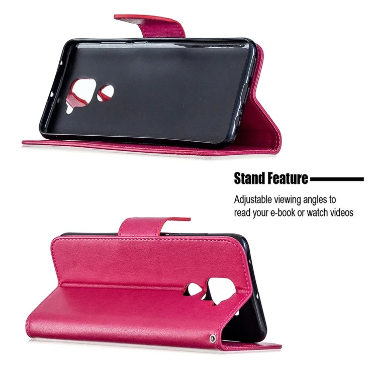 Capa de Telefone de Couro Flip com Borboletas Impressas para Xiaomi Redmi 10X 4G/Redmi Note 9 - Rosa