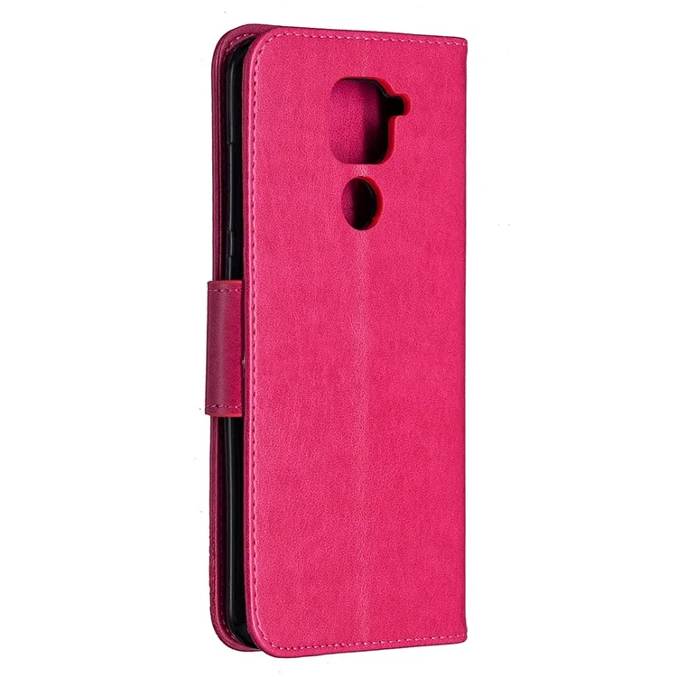 Imprint Butterflies Flip Leather Phone Shell for Xiaomi Redmi 10X 4G/Redmi Note 9 - Rose