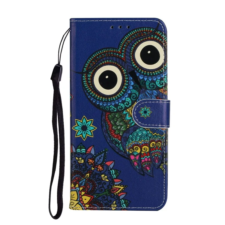 Caixa de Telefone de Couro Com Carteira Estampada em Relevo Para Xiaomi Redmi Note 9S/9 Pro/9 Pro Max - Coruja