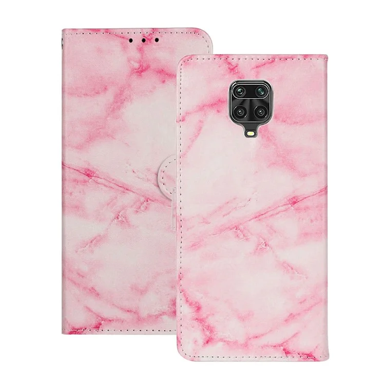 Case de Impresión de Patrones Cubierta de Teléfono Celular de la Billetera de Cuero Para Xiaomi Redmi Note 9S/9 Pro/9 Pro Max - Rosado
