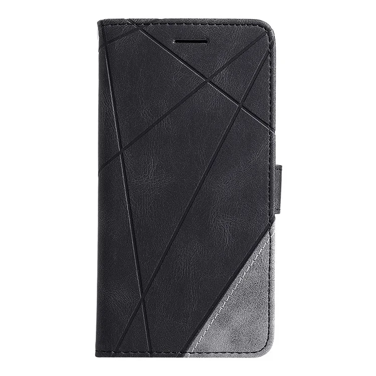 Color Blocking Stylish Design Leather Shell for Xiaomi Redmi Note 9S/Note 9 Pro/Note 9 Pro Max - Black