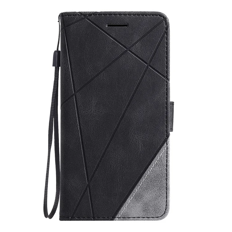 Color Blocking Stylish Design Leather Shell for Xiaomi Redmi Note 9S/Note 9 Pro/Note 9 Pro Max - Black