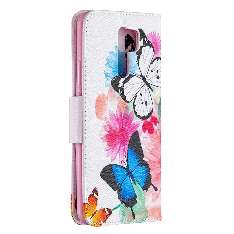 Printing Skin Leather Cell Phone Shell for Xiaomi Redmi 9 - Butterfly