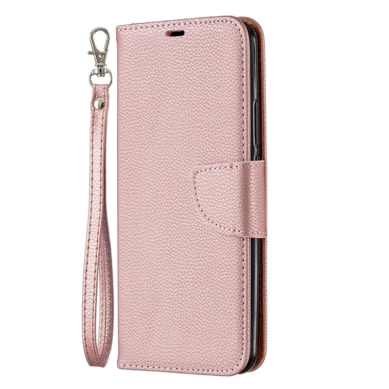 Litchi Skin Stylish Leather with Wallet Cover for Xiaomi Redmi 9 - Rose Gold
