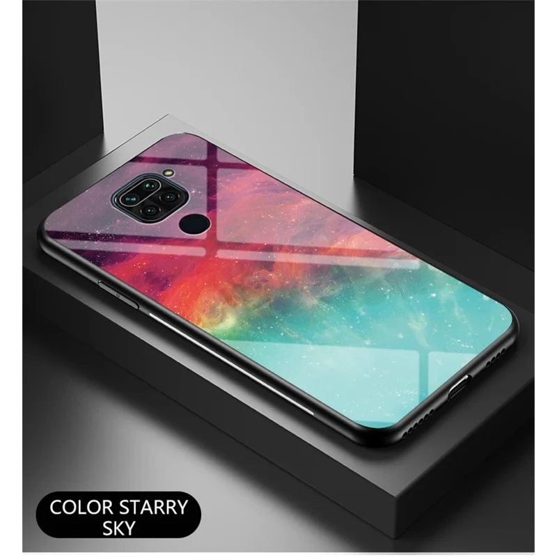 Starry Sky Hybrid Tempered Glass + PC + TPU Protection Case for Xiaomi Redmi Note 9/10X 4G - Color Sky