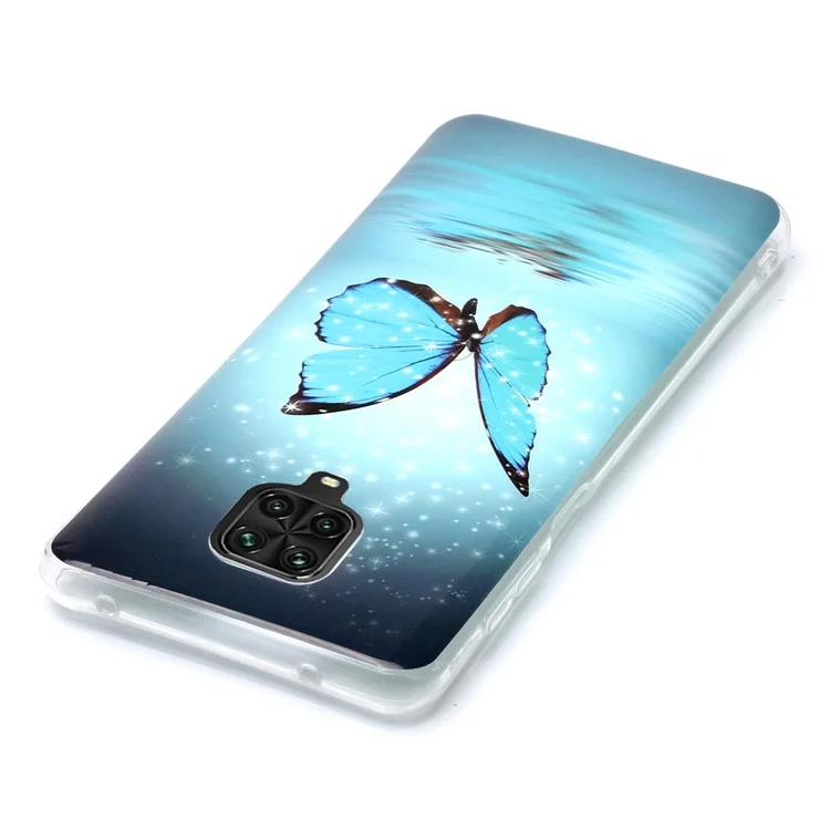 Светящийся в темноте защитный чехол IMD TPU для Xiaomi Redmi Note 9 Pro/Redmi Note 9 Pro Max/Redmi Note 9S - с рисунком синей бабочки