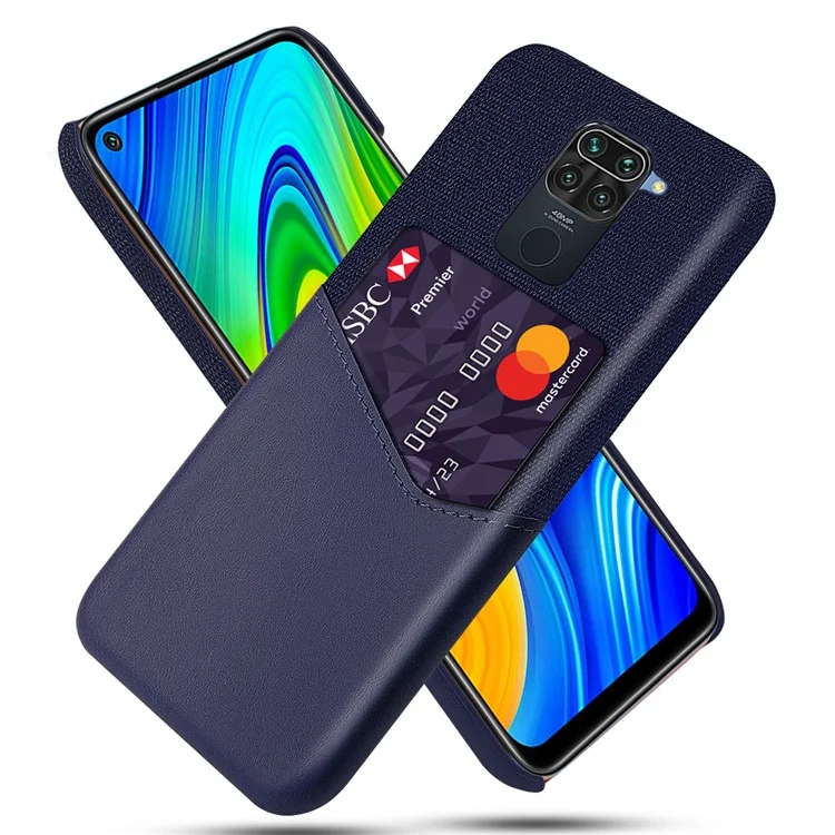 Чехол KSQ из ткани + искусственной кожи + поликарбоната с отсеком для карты для Xiaomi Redmi Note 9/Redmi 10X 4G - синий