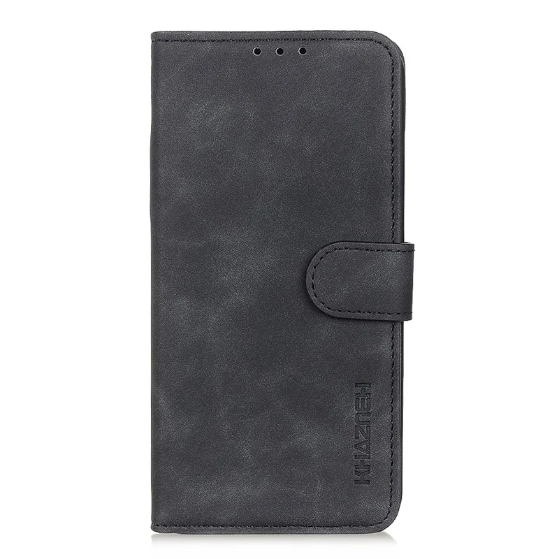 Khazneh en Cuir Shell Wallet Stand Rétro Pour Xiaomi Redmi 9c / 9c Nfc - le Noir