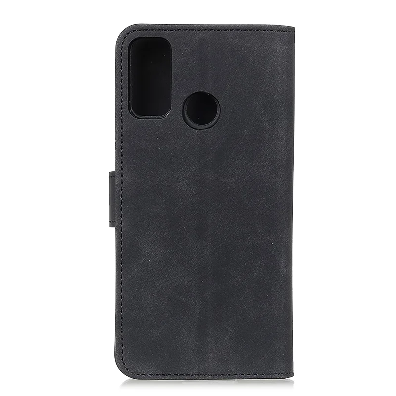 Khazneh en Cuir Shell Wallet Stand Rétro Pour Xiaomi Redmi 9c / 9c Nfc - le Noir