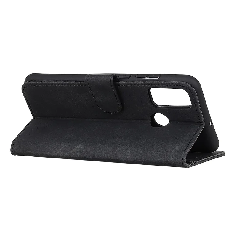 Khazneh en Cuir Shell Wallet Stand Rétro Pour Xiaomi Redmi 9c / 9c Nfc - le Noir