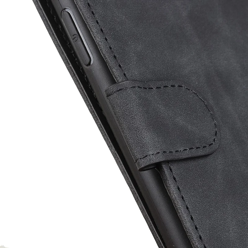 Khazneh de Cuero de Cuero Stand Retro Case Para Xiaomi Redmi 9C/9C NFC - Negro