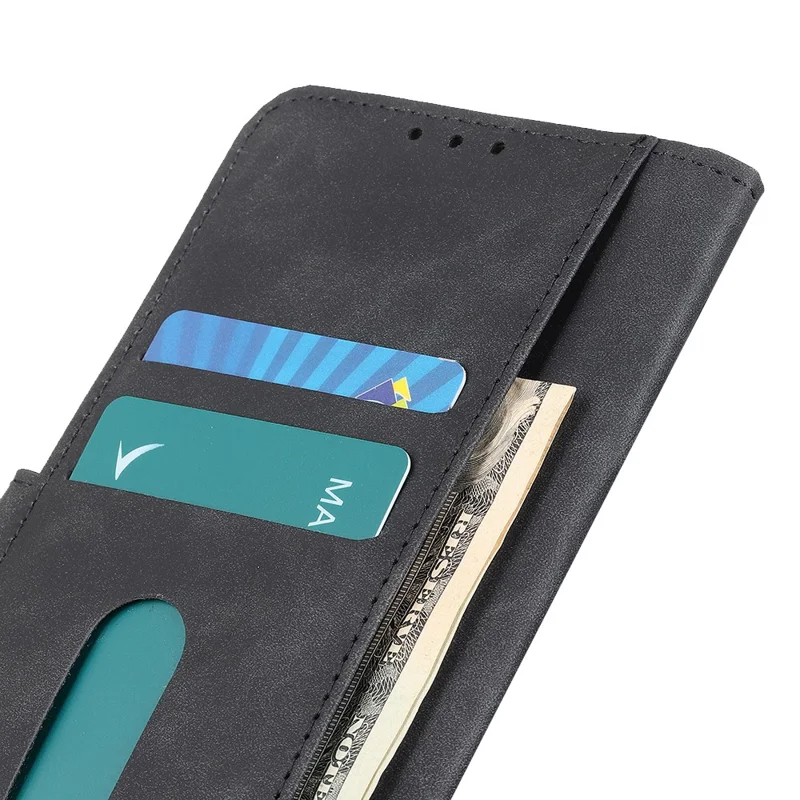 Khazneh en Cuir Shell Wallet Stand Rétro Pour Xiaomi Redmi 9c / 9c Nfc - le Noir