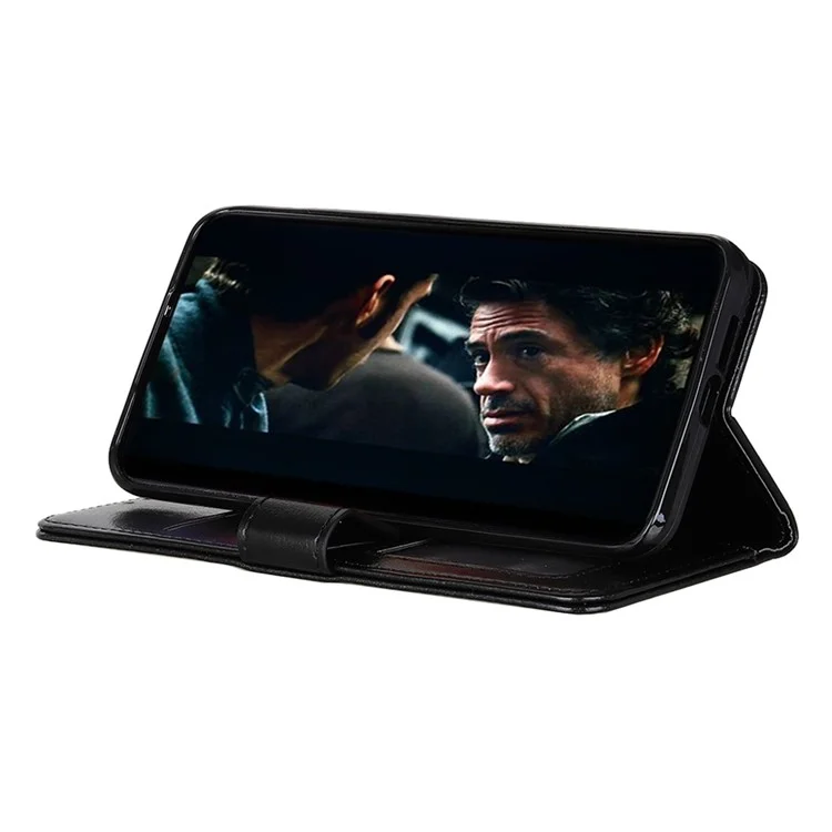 Crazy Horse Wallet Stand in Pelle Copertina Per Telefono Per Xiaomi Redmi 9C/9C NFC - Nero