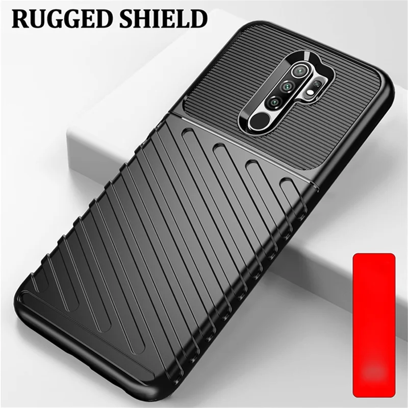 Thunder -serie Twill Textur Soft TPU Telefon Hülle Für Xiaomi Redmi 9 - Schwarz