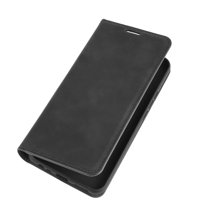 Silky Touch Leather Willet Stand Case Para Xiaomi Redmi 9 - Negro