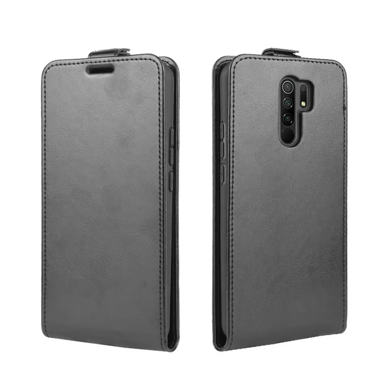 Crazy Horse Skin Vertical Flip Leather Shell Pour Xiaomi Redmi 9 - le Noir