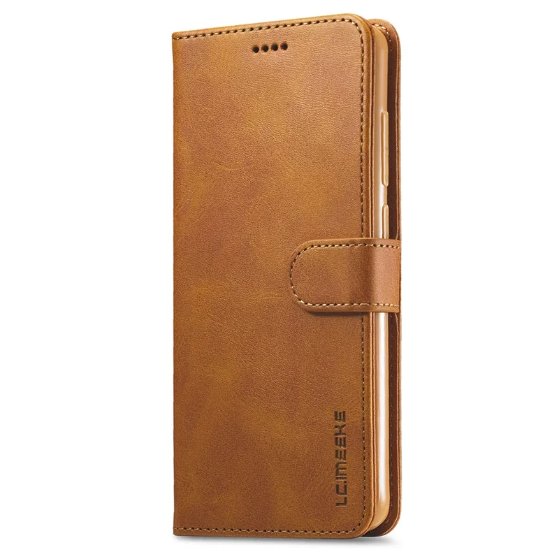 LC.IMEEKE Leather Wallet Case for Xiaomi Redmi Note 9 Mobile Phone Case Stand Design Magnetic Clasp - Brown