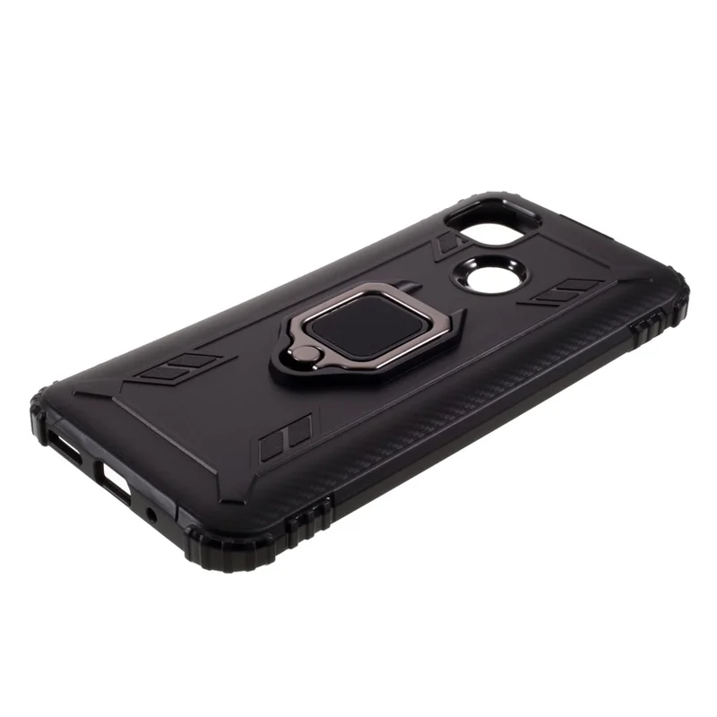 Finger Ring Kickstand Shell Unique TPU Cover for Xiaomi Redmi 9C/9C NFC - Black