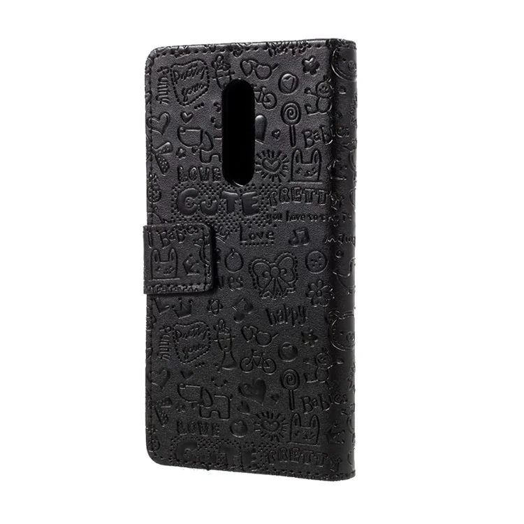 For Xiaomi Redmi Note 4 Cartoon Graffiti Wallet Leather Case Phone Accessory - Black