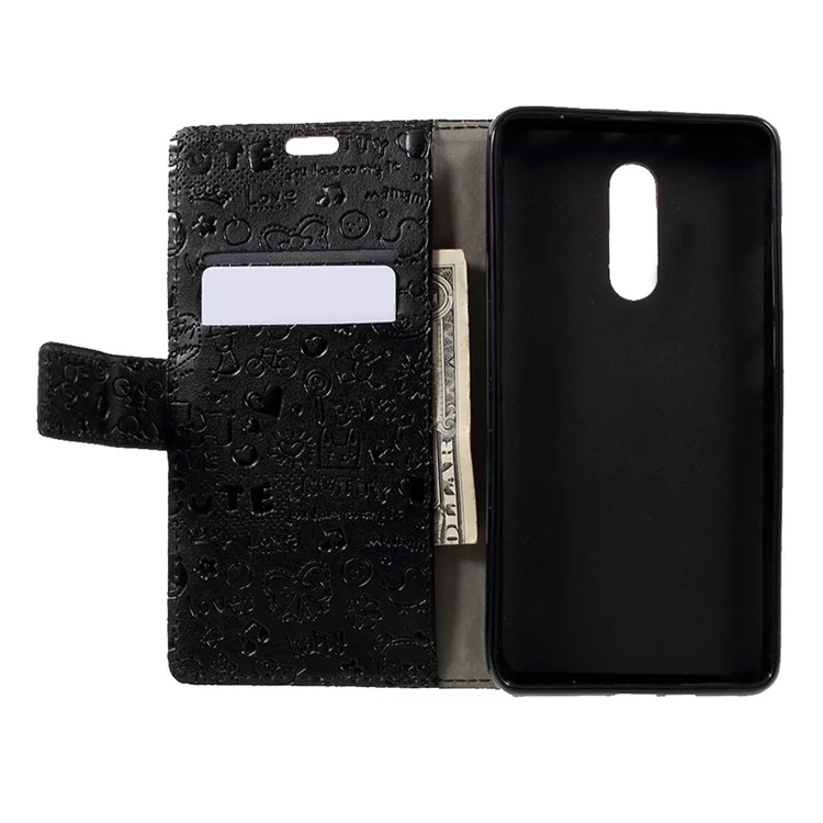 For Xiaomi Redmi Note 4 Cartoon Graffiti Wallet Leather Case Phone Accessory - Black