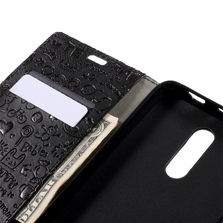 For Xiaomi Redmi Note 4 Cartoon Graffiti Wallet Leather Case Phone Accessory - Black