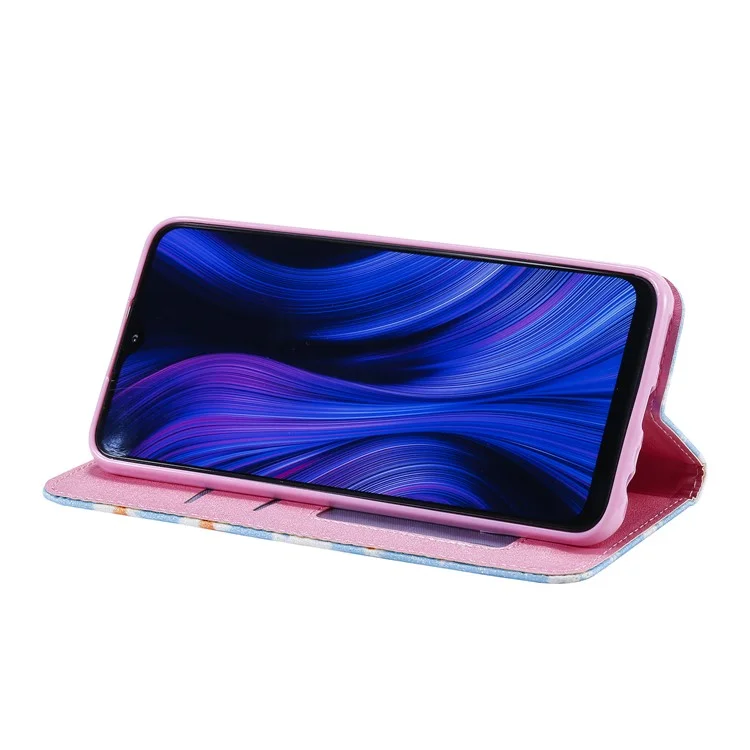 Daisy Motif Flash Support de Carte en Poudre Flip Cuise de Téléphone en Cuir Pour Xiaomi Redmi 9 - Bleu