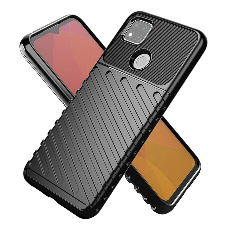 Чехол для телефона с текстурой «Thunder Series Twill» из термопластичного полиуретана для Xiaomi Redmi 9C/9C NFC - черный