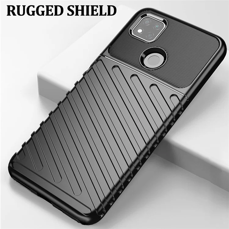 Thunder Series Twill Texture TPU Phone Cover for Xiaomi Redmi 9C/9C NFC - Black