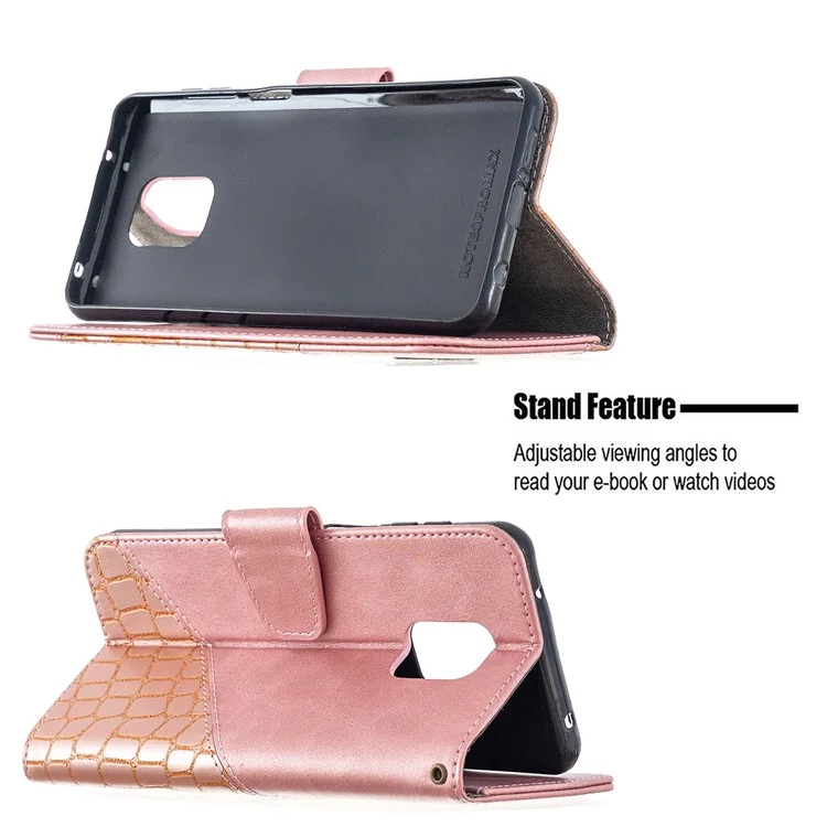 Coque en Cuir de Peau Crocodile Pour Xiaomi Redmi Note 9s / Redmi Note 9 Pro Max / Redmi Note 9 Pro - or Rose