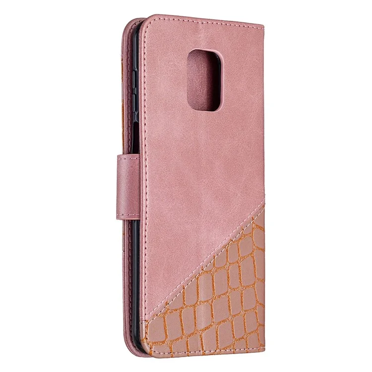 Coque en Cuir de Peau Crocodile Pour Xiaomi Redmi Note 9s / Redmi Note 9 Pro Max / Redmi Note 9 Pro - or Rose