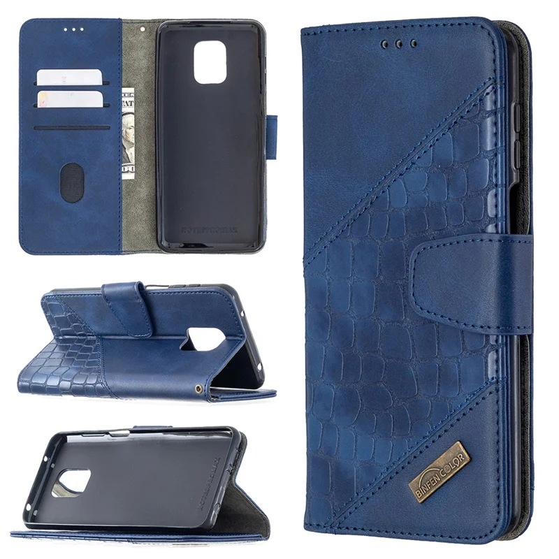 Crocodile Skin Leather Shell for Xiaomi Redmi Note 9S/Redmi Note 9 Pro Max/Redmi Note 9 Pro - Blue