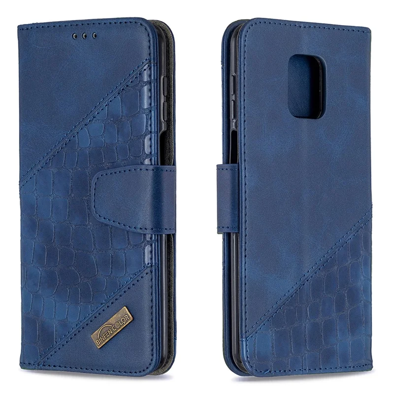 Crocodile Skin Leather Shell for Xiaomi Redmi Note 9S/Redmi Note 9 Pro Max/Redmi Note 9 Pro - Blue