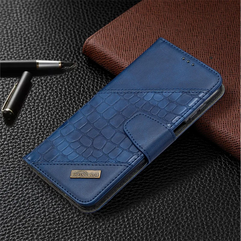 Crocodile Skin Leather Shell for Xiaomi Redmi Note 9S/Redmi Note 9 Pro Max/Redmi Note 9 Pro - Blue