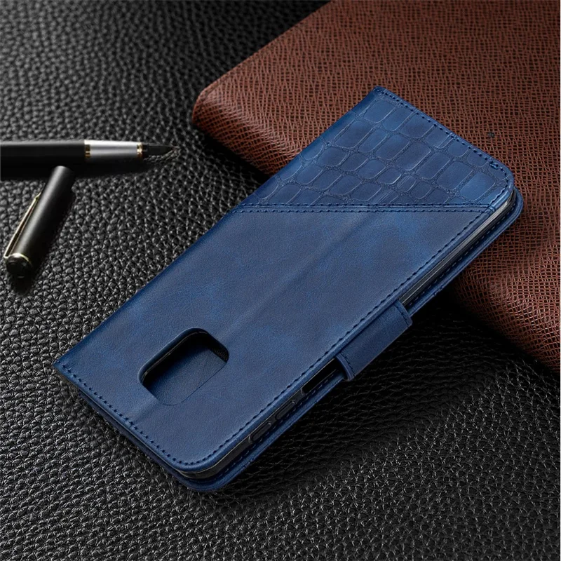 Crocodile Skin Leather Shell for Xiaomi Redmi Note 9S/Redmi Note 9 Pro Max/Redmi Note 9 Pro - Blue
