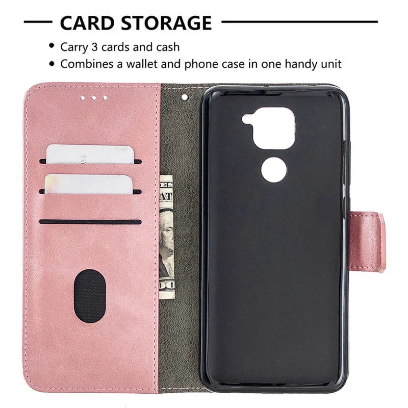 Crocodile Skin Assorted Color Style Leather Wallet Case for Xiaomi Redmi Note 9 / Redmi 10X 4G - Rose Gold