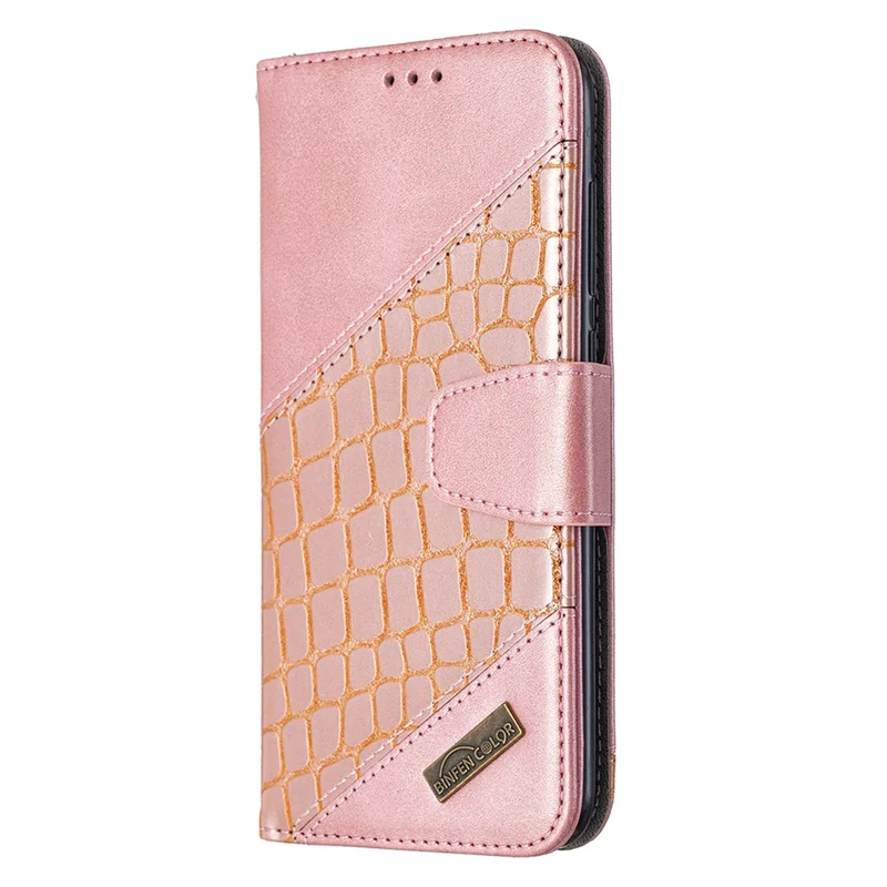 Crocodile Skin Assorted Color Style Leather Wallet Case for Xiaomi Redmi Note 9 / Redmi 10X 4G - Rose Gold