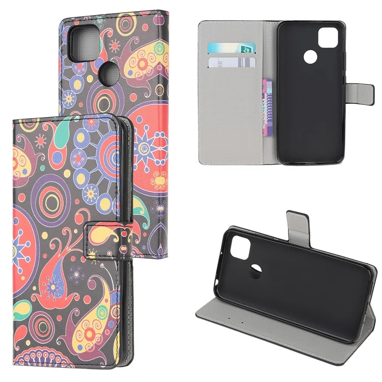 Muster Druckbrieftasche Lederstand Hülle Für Xiaomi Redmi 9C/9C NFC - Paisley Blumen