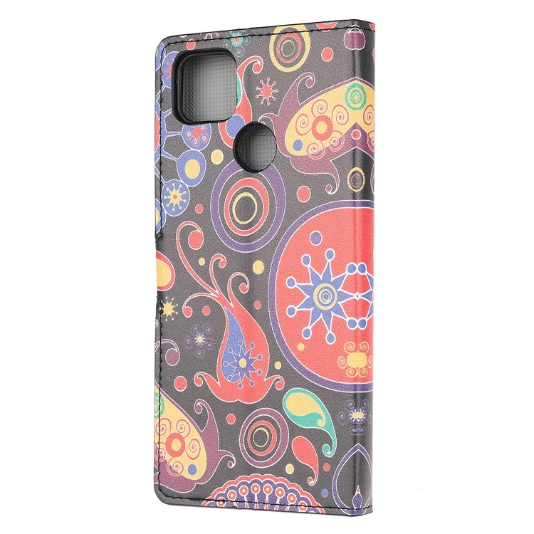 Pattern Printing Willet Stand Case Para Xiaomi Redmi 9C/9C NFC - Paisley Flowers