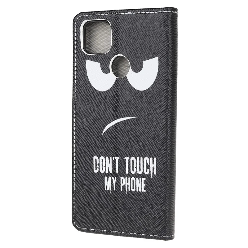 Cross Texture Pattern Printing Leather Phone Case for Xiaomi Redmi 9C/9C NFC - Do Not Touch My Phone