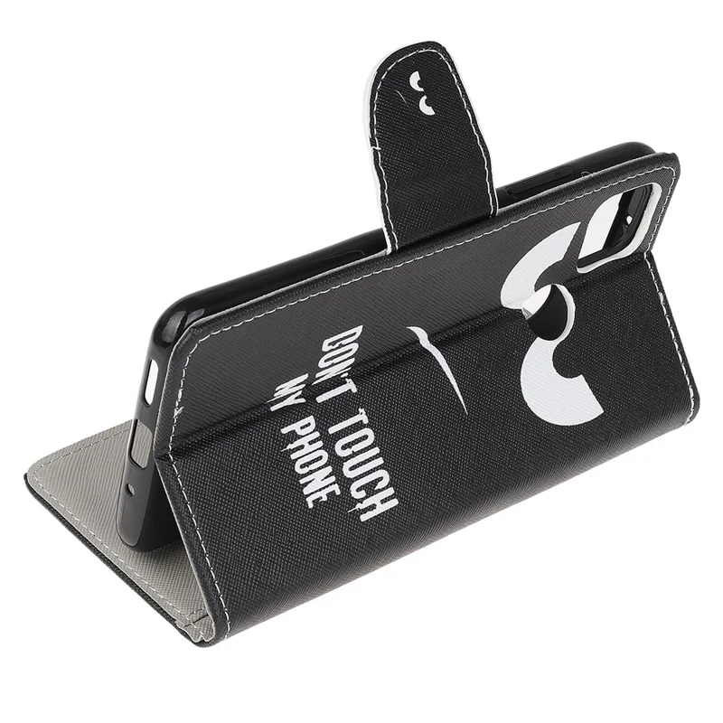 Cross Texture Pattern Printing Leather Phone Case for Xiaomi Redmi 9C/9C NFC - Do Not Touch My Phone